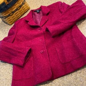 Jennifer & Grace Fuchsia Raspberry Pink Wool Blend Blazer 10 Lined